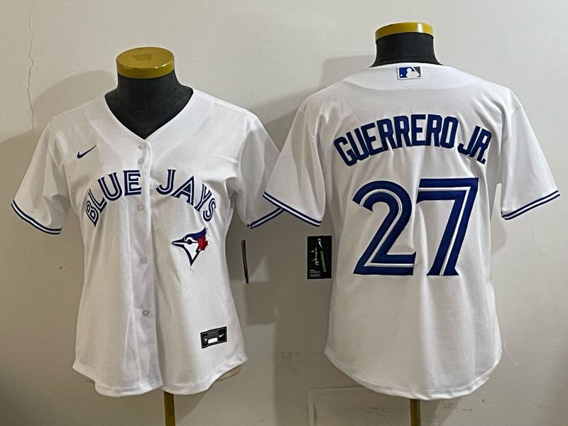 Women 2025 Toronto Blue Jays #27 Guerrero jr white Game Nike MLB Jersey style 001->women mlb jersey->Women Jersey